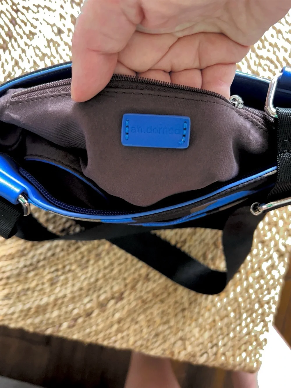 Ah Dorned brand blue camo crossbody bag